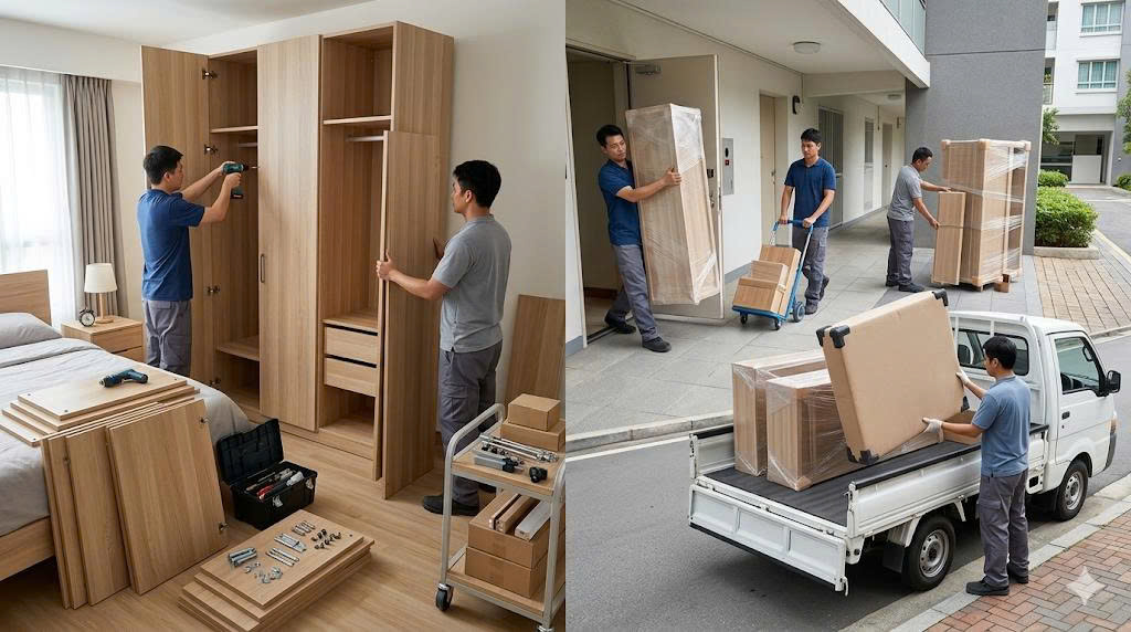 Tháo dỡ vận chuyển tủ gỗ công nghiệp